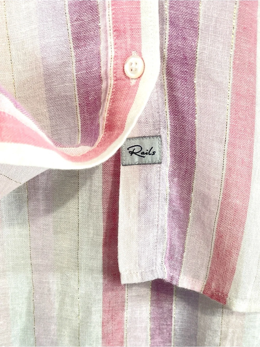 RAILS Whitney Sahara Stripe Linen Blend Oversized Button Shirt Size XS